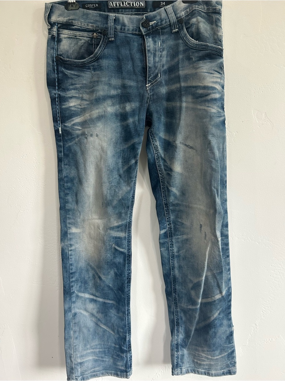 Affliction Men's Faded Blue Straight Jeans